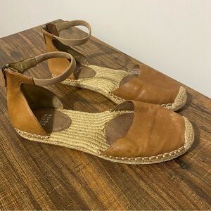 Eileen Fisher Brown Leather Espadrille Shoes size 8.5
